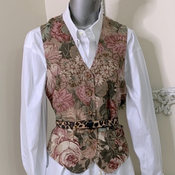 VINTAGE Linen Floral Vest - Picture 1 of 12